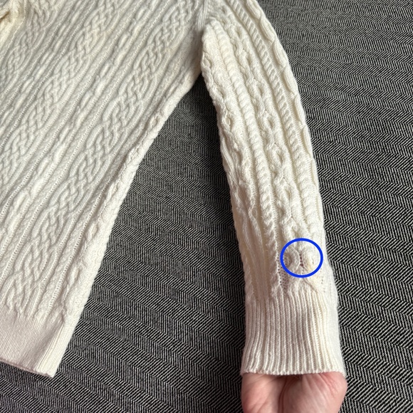 Soft Ivory Cable Knit Cardigan, Small Petite - Picture 7 of 16